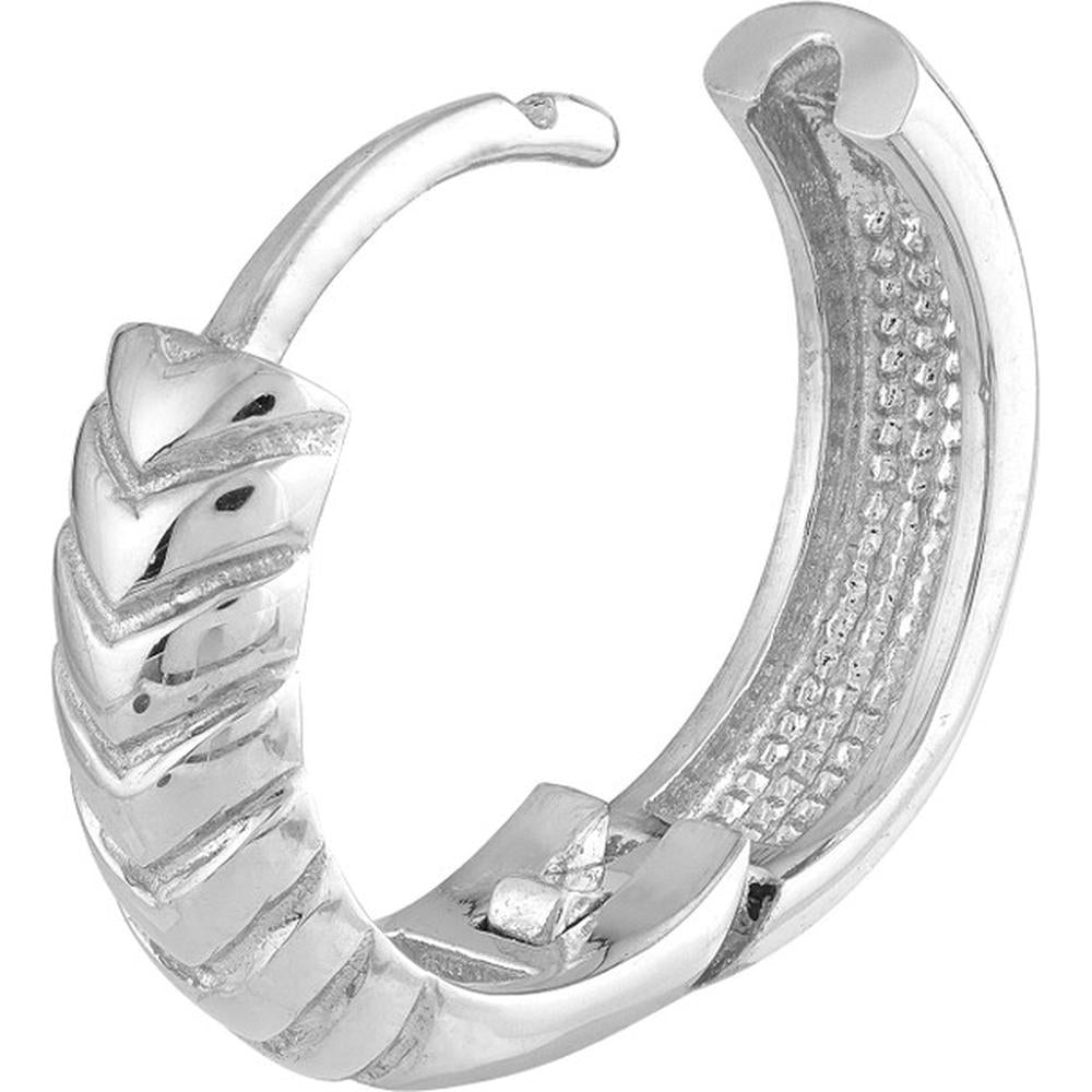 Olas d'Oro - 14K White Gold Chevron Twisted Hinge Hoop Earrings - 2.37 Grams Total Weight