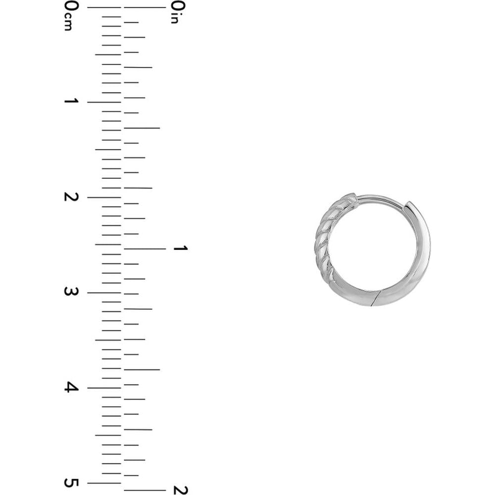 Olas d'Oro - 14K White Gold Chevron Twisted Hinge Hoop Earrings - 2.37 Grams Total Weight