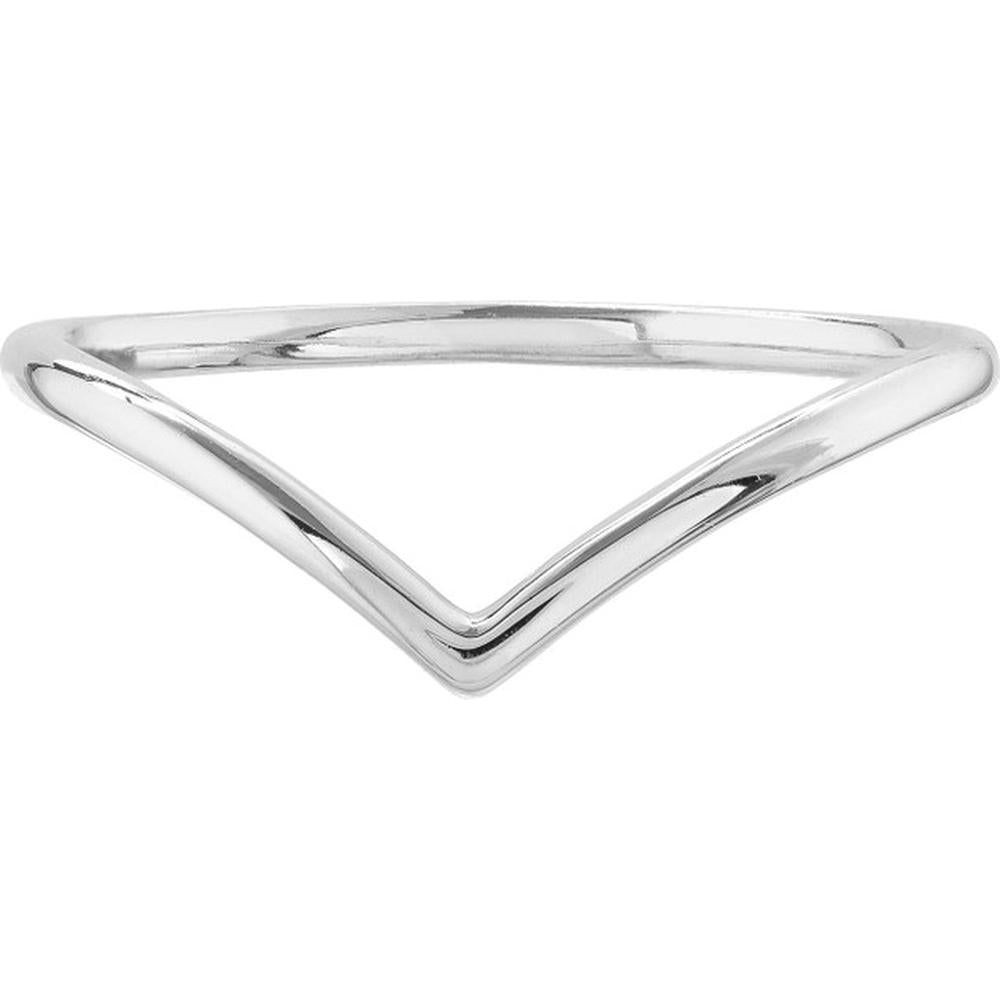 Olas d'Oro - 14K White Gold Chevron Wire Ring - Size 8 - 1.06 Grams