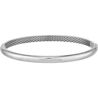 Olas d'Oro - 14K White Gold Classic Dome Bangle with Hinged Closure - 11.66g Weight