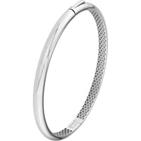 Olas d'Oro - 14K White Gold Classic Dome Bangle with Hinged Closure - 11.66g Weight
