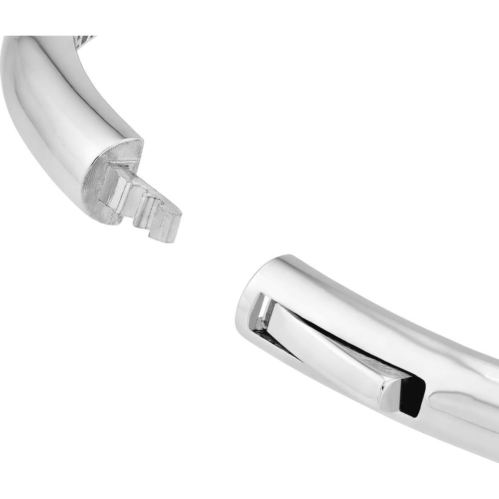 Olas d'Oro - 14K White Gold Classic Dome Bangle with Hinged Closure - 11.66g Weight
