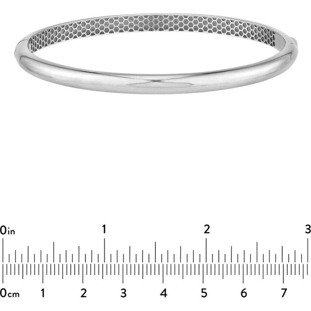 Olas d'Oro - 14K White Gold Classic Dome Bangle with Hinged Closure - 11.66g Weight