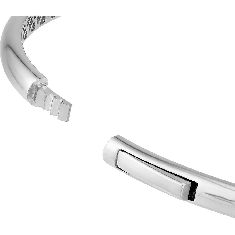 Olas d'Oro - 14K White Gold Classic Thin Dome Bangle - Elegant and Stackable Design