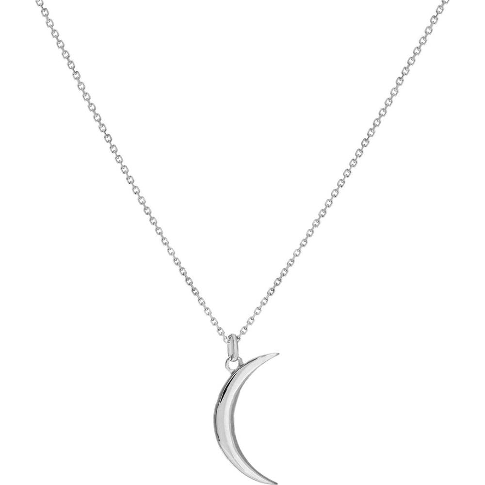 Olas d'Oro - 14K White Gold Crescent Moon Pendant Necklace 2.10 Grams