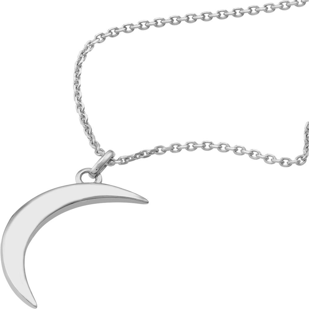 Olas d'Oro - 14K White Gold Crescent Moon Pendant Necklace 2.10 Grams