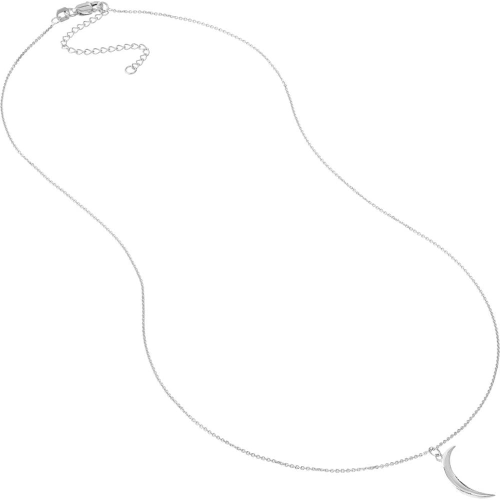 Olas d'Oro - 14K White Gold Crescent Moon Pendant Necklace 2.10 Grams