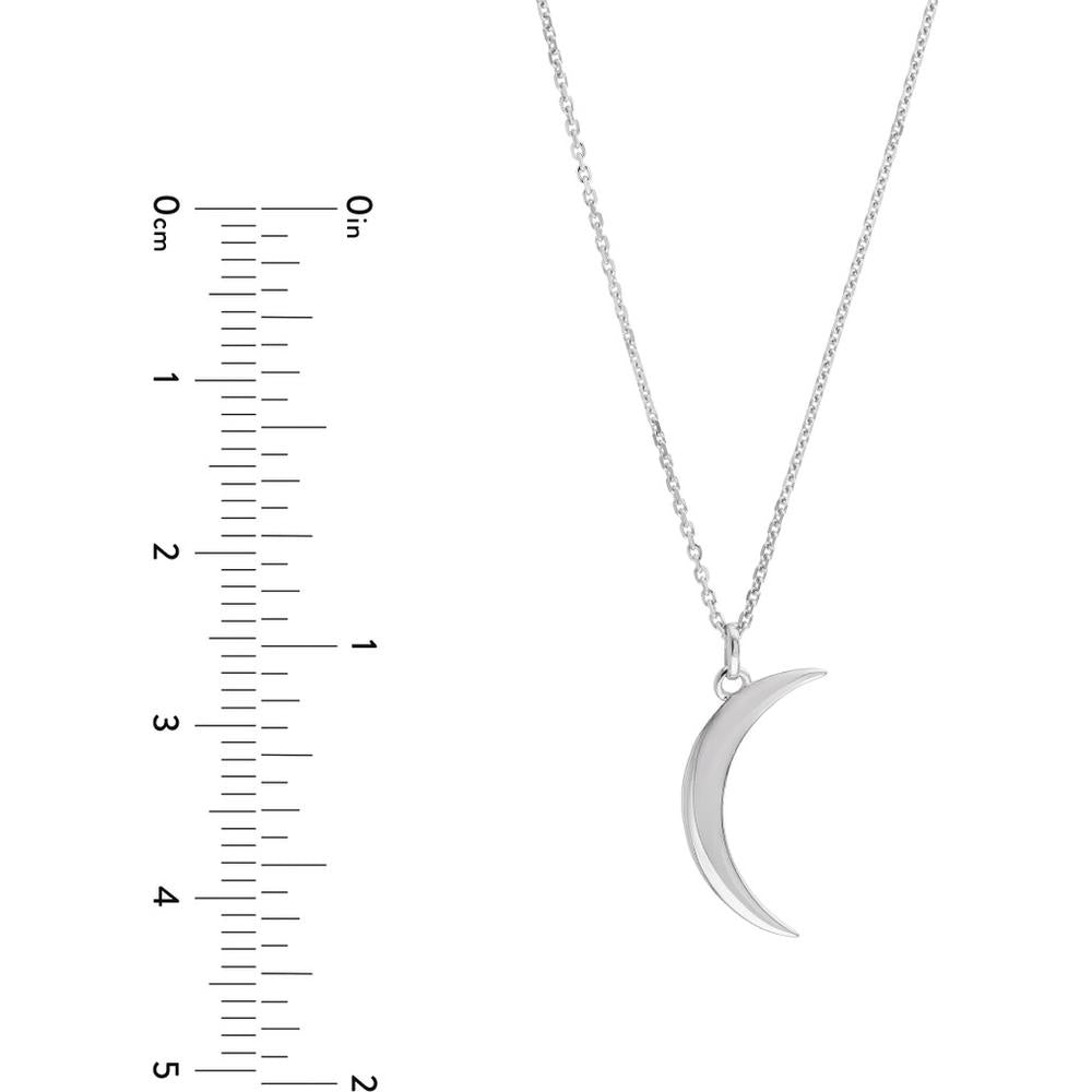 Olas d'Oro - 14K White Gold Crescent Moon Pendant Necklace 2.10 Grams