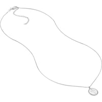 Olas d'Oro - 14K White Gold Cross Cutout Beaded Medallion Necklace - 12mm