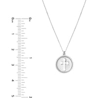 Olas d'Oro - 14K White Gold Cross Cutout Beaded Medallion Necklace - 12mm