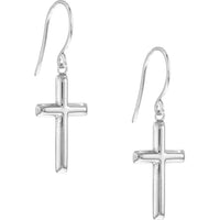 Olas d'Oro - 14K White Gold Cross Dangle Earrings on Fish Hook - 1.55 Grams Total Weight