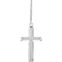 Olas d'Oro - 14K White Gold Cross Dangle Earrings on Fish Hook - 1.55 Grams Total Weight