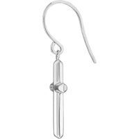 Olas d'Oro - 14K White Gold Cross Dangle Earrings on Fish Hook - 1.55 Grams Total Weight