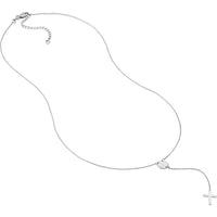 Olas d'Oro - 14K White Gold Cross Lariat Necklace with Disc Pendant - 2.17 Grams