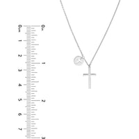 Olas d'Oro - 14K White Gold Cross Necklace with Cutout Cross Disc Dangle - 2.39 Grams