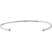 Olas d'Oro - 14K White Gold Cuff Bangle with Beaded Ends 1.74 Grams Total Weight