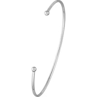 Olas d'Oro - 14K White Gold Cuff Bangle with Beaded Ends 1.74 Grams Total Weight