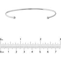 Olas d'Oro - 14K White Gold Cuff Bangle with Beaded Ends 1.74 Grams Total Weight