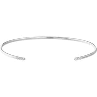 Olas d'Oro - 14K White Gold Cuff Bangle with Diamond Ends - 1/20 Total Carat Weight