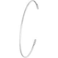 Olas d'Oro - 14K White Gold Cuff Bangle with Diamond Ends - 1/20 Total Carat Weight