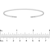 Olas d'Oro - 14K White Gold Cuff Bangle with Diamond Ends - 1/20 Total Carat Weight