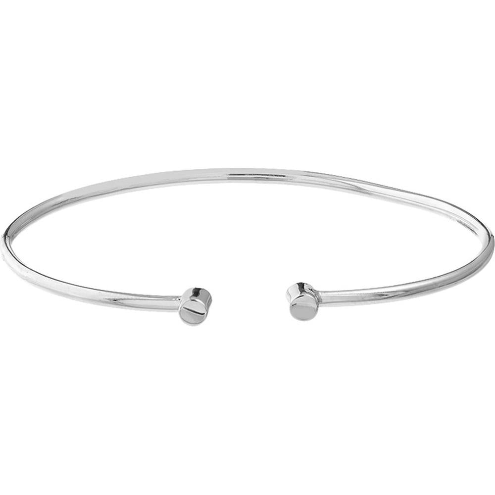 Olas d'Oro - 14K White Gold Cuff Bangle with Round Ends - 2.33 Grams
