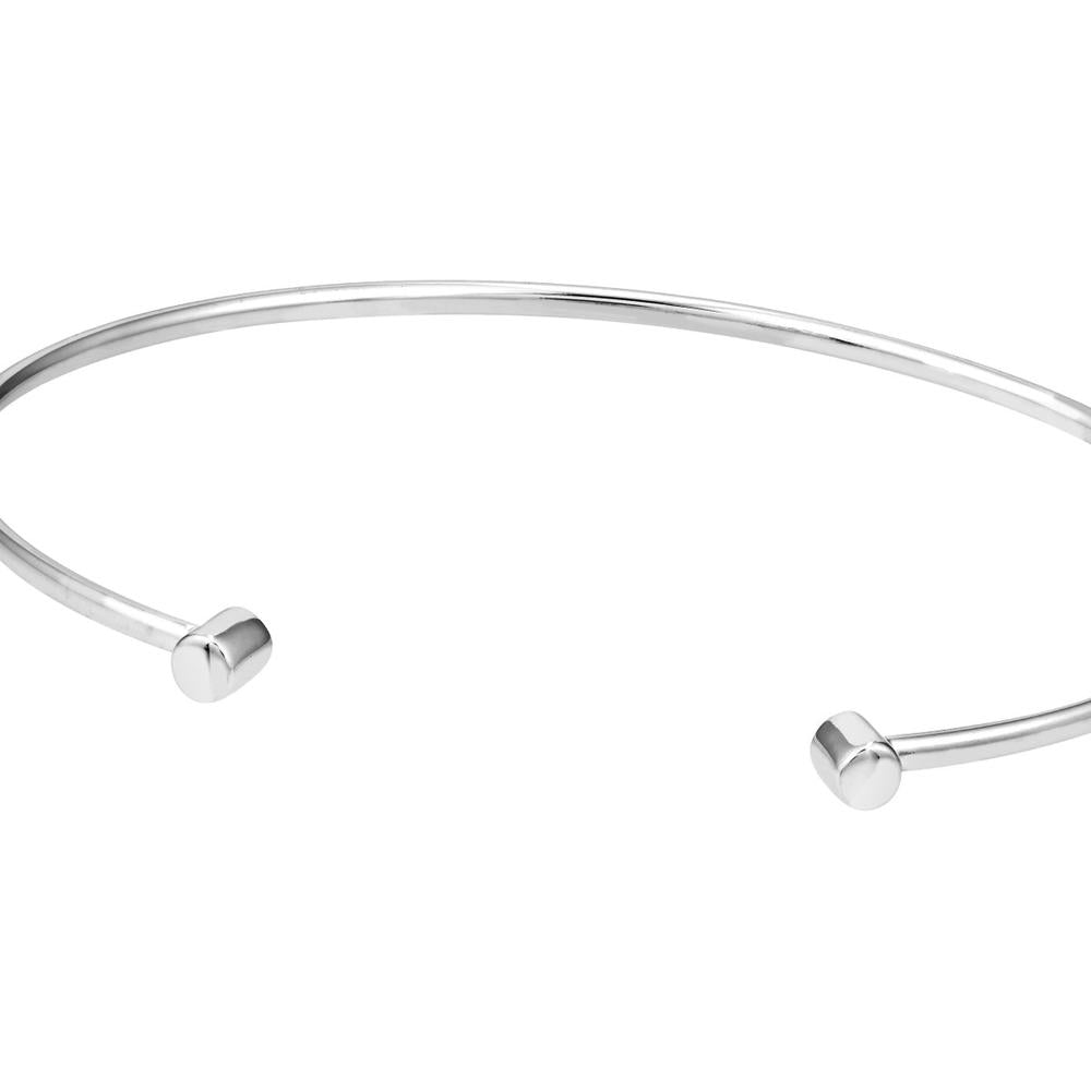 Olas d'Oro - 14K White Gold Cuff Bangle with Round Ends - 2.33 Grams