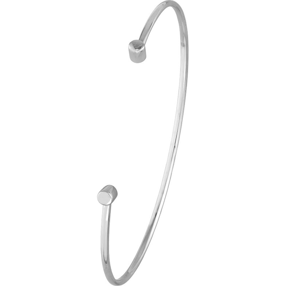 Olas d'Oro - 14K White Gold Cuff Bangle with Round Ends - 2.33 Grams