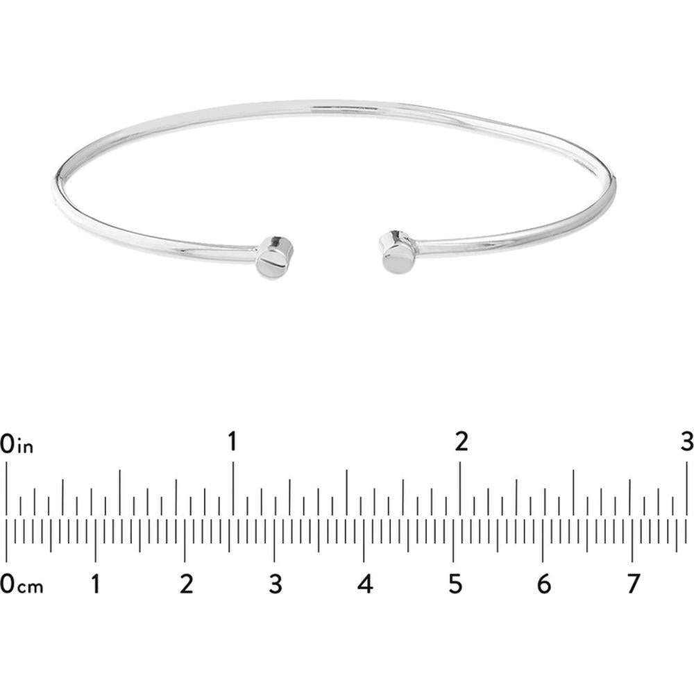 Olas d'Oro - 14K White Gold Cuff Bangle with Round Ends - 2.33 Grams