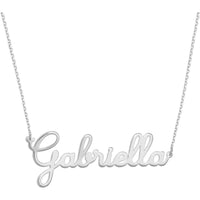 Olas d'Oro - 14K White Gold Cursive Nameplate Necklace - Adjustable 16-18 Inches