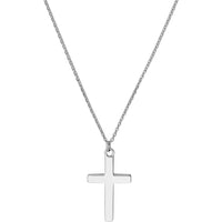 Olas d'Oro - 14K White Gold Curved Cross Adjustable Necklace with Lobster Clasp 3.50 Grams
