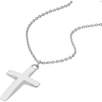Olas d'Oro - 14K White Gold Curved Cross Adjustable Necklace with Lobster Clasp 3.50 Grams