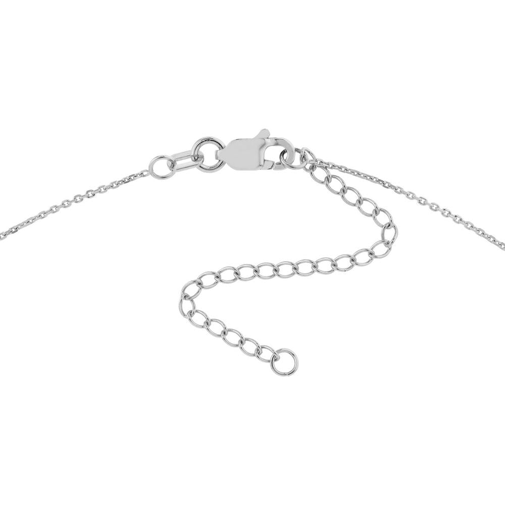 Olas d'Oro - 14K White Gold Curved Cross Adjustable Necklace with Lobster Clasp 3.50 Grams