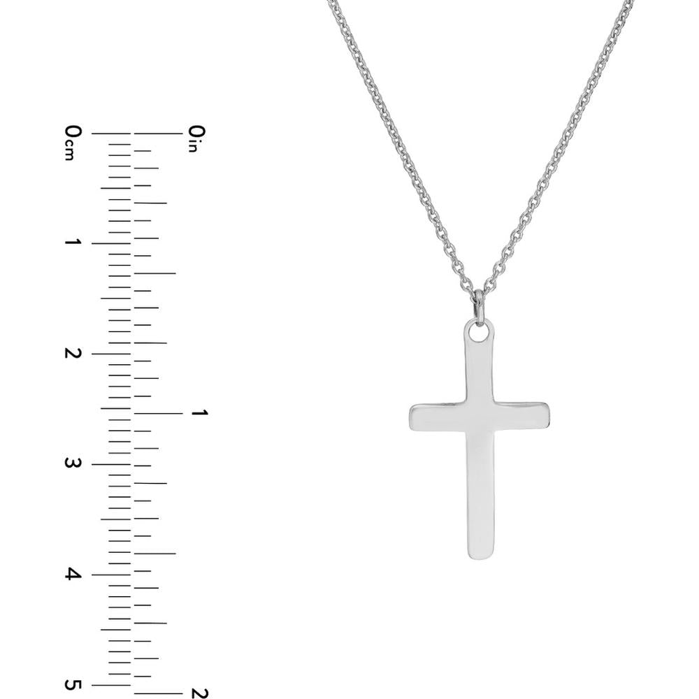 Olas d'Oro - 14K White Gold Curved Cross Adjustable Necklace with Lobster Clasp 3.50 Grams