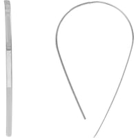 Olas d'Oro - 14K White Gold Curved Flat Wire Drop Earrings - 1.30 Grams Total Weight