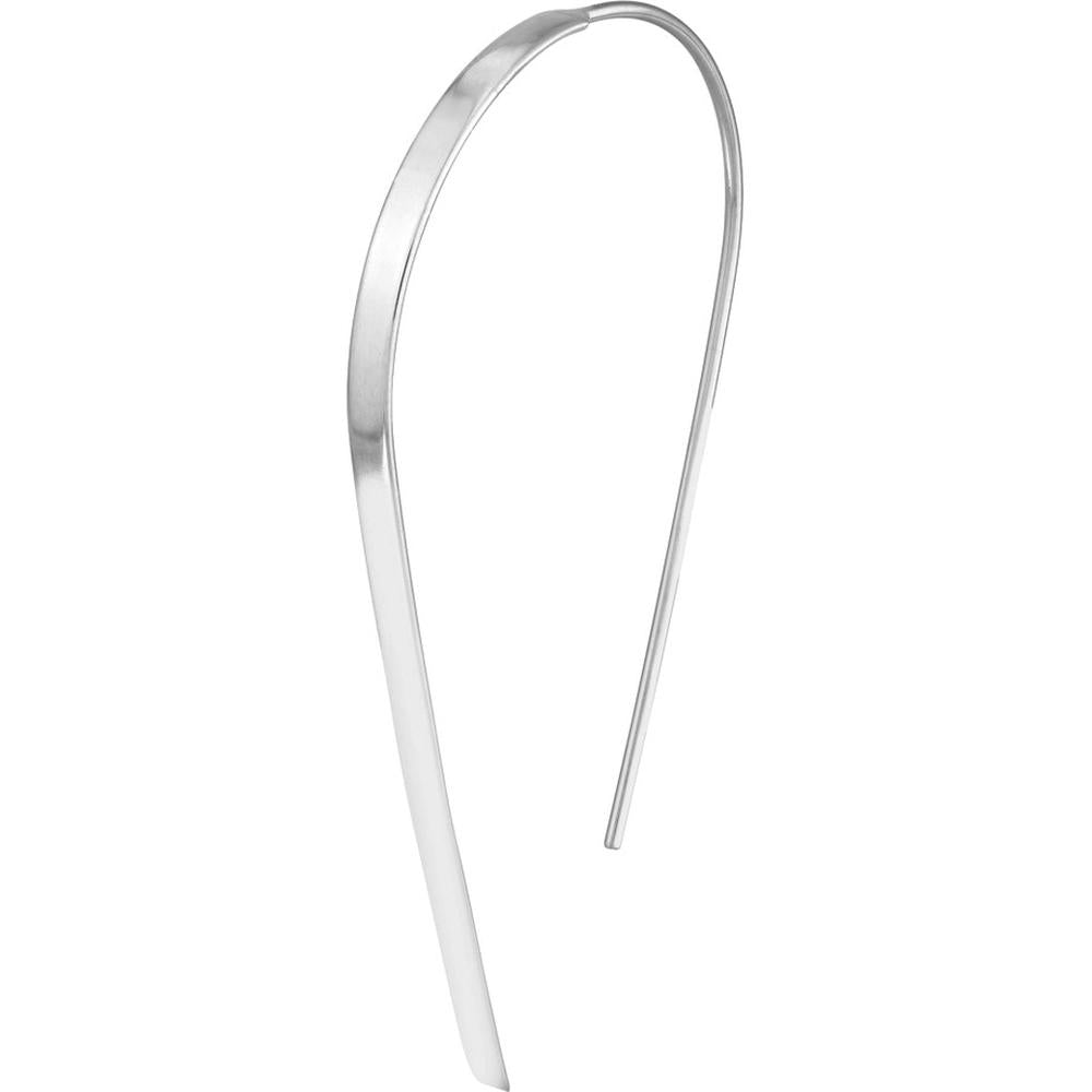 Olas d'Oro - 14K White Gold Curved Flat Wire Drop Earrings - 1.30 Grams Total Weight