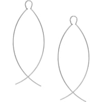 Olas d'Oro - 14K White Gold Curved Wire Threader Earrings - 1.01 Grams Total Weight