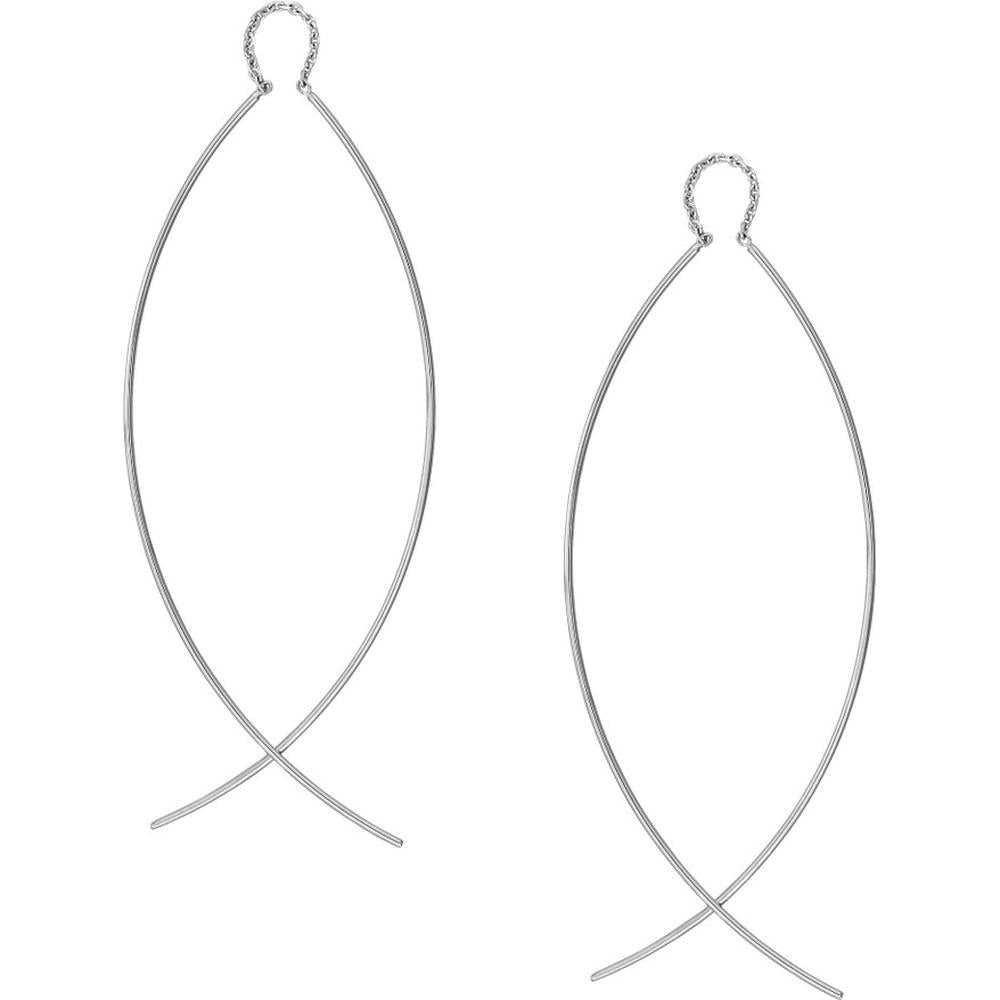 Olas d'Oro - 14K White Gold Curved Wire Threader Earrings - 1.01 Grams Total Weight