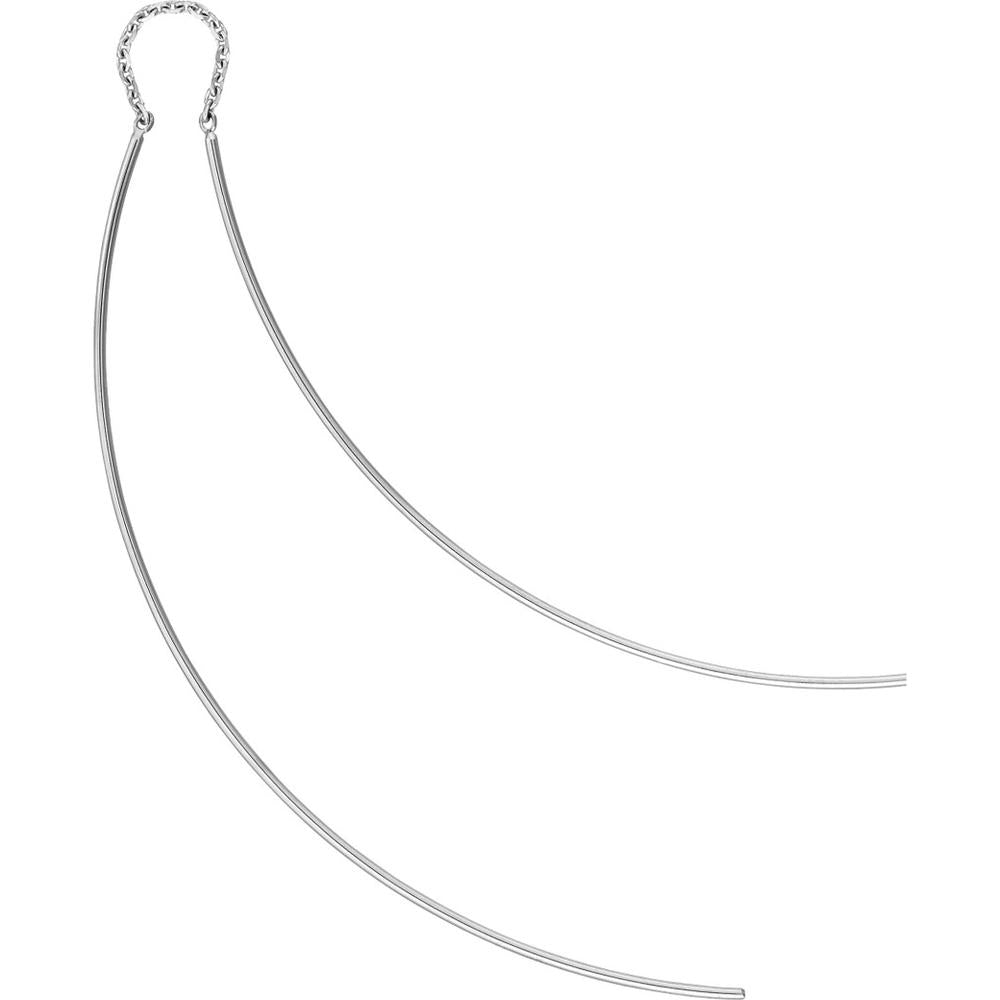 Olas d'Oro - 14K White Gold Curved Wire Threader Earrings - 1.01 Grams Total Weight