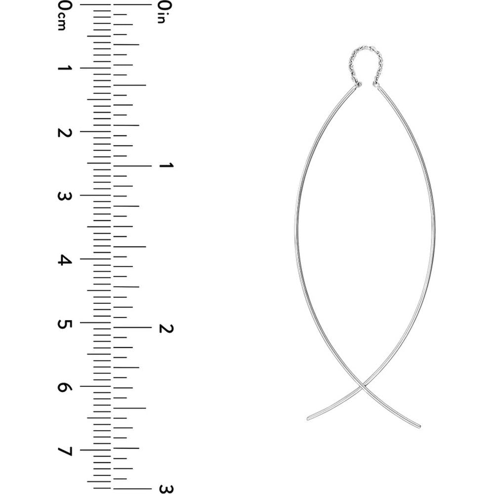 Olas d'Oro - 14K White Gold Curved Wire Threader Earrings - 1.01 Grams Total Weight
