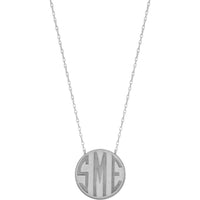 Olas d'Oro - 14K White Gold Custom Block Monogram Necklace - Personalized 20mm Pendant