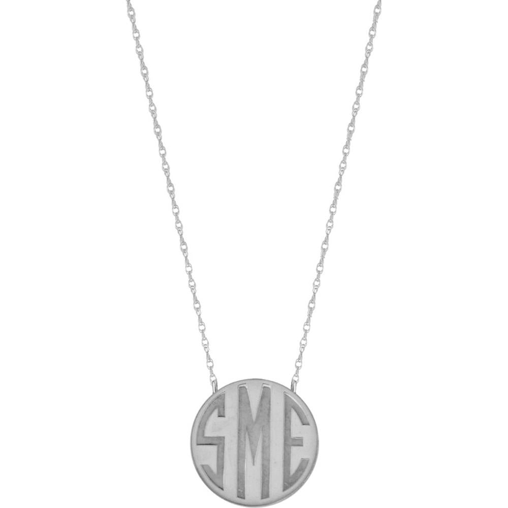 Olas d'Oro - 14K White Gold Custom Block Monogram Necklace - Personalized 20mm Pendant