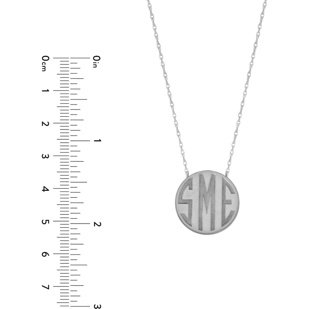 Olas d'Oro - 14K White Gold Custom Block Monogram Necklace - Personalized 20mm Pendant