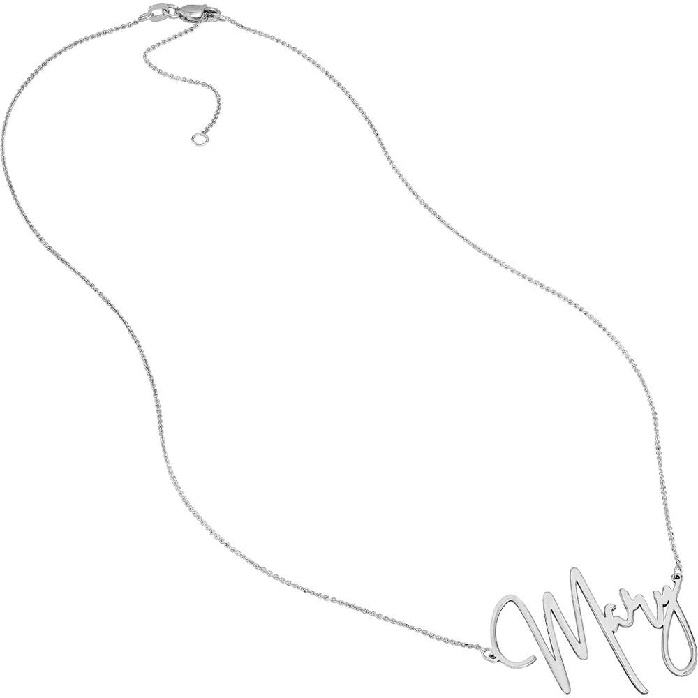 Olas d'Oro - 14K White Gold Custom Name Necklace with Signature Font - 35mm Personalized Pendant