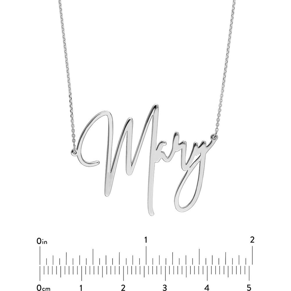 Olas d'Oro - 14K White Gold Custom Name Necklace with Signature Font - 35mm Personalized Pendant