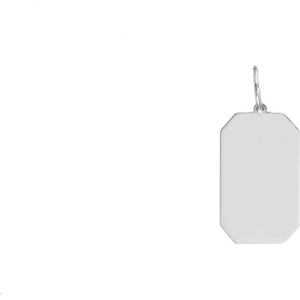 Olas d'Oro - 14K White Gold Cutoff Rectangular Engravable Charm - 1.82 Grams
