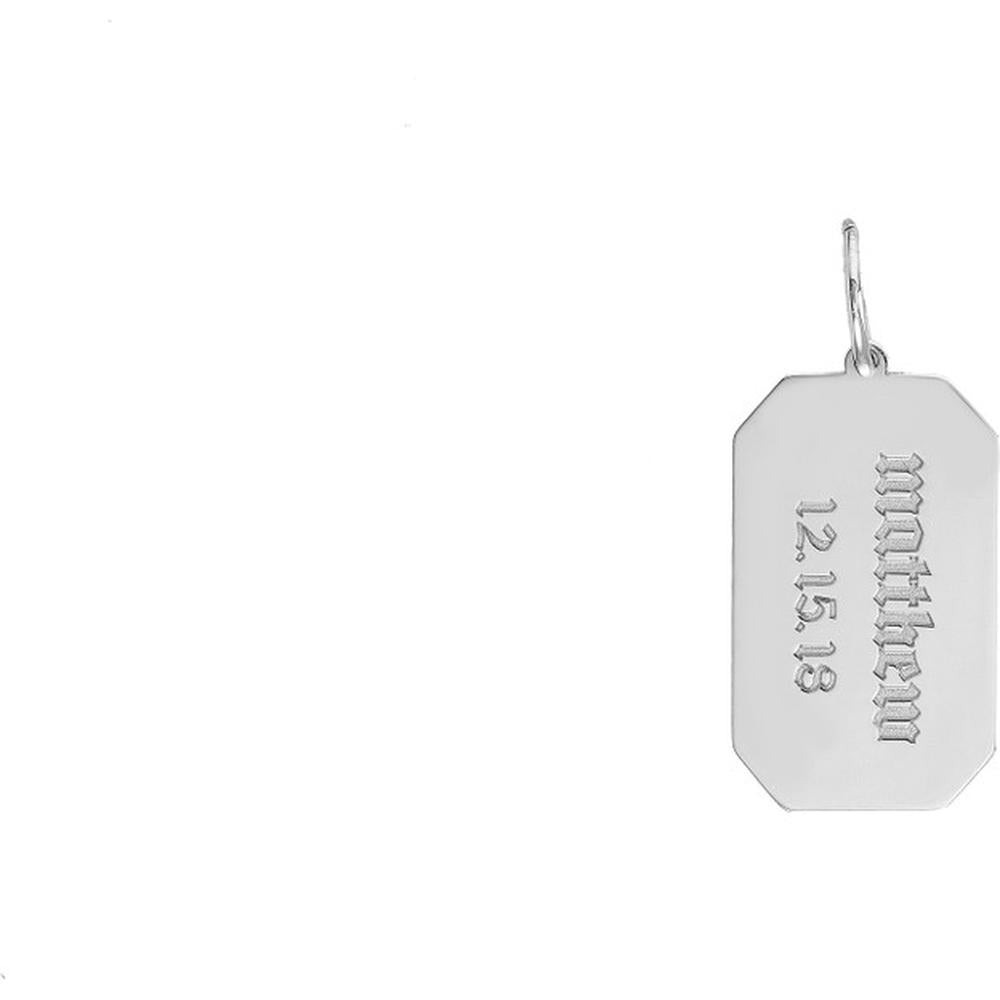 Olas d'Oro - 14K White Gold Cutoff Rectangular Engravable Charm - 1.82 Grams