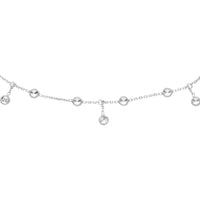Olas d'Oro - 14K White Gold CZ Bezel Station Adjustable Drop Choker Necklace 3.25 Grams Total Weight