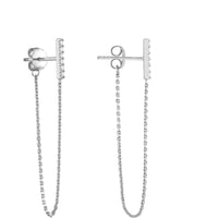 Olas d'Oro - 14K White Gold CZ Front to Back Staple Bar Earrings