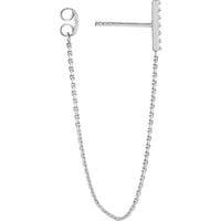 Olas d'Oro - 14K White Gold CZ Front to Back Staple Bar Earrings